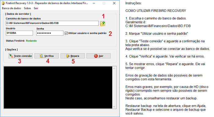 Como utilizar o Firebird Recovery