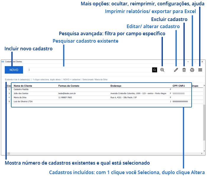 Tela do Programa IM Financeiro